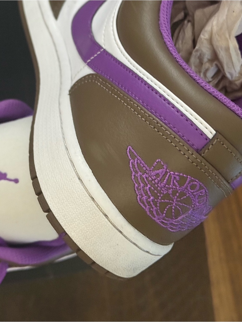 Mens Nike Air Jordan Low Top Sneakers - White & Purple - Picture 4 of 7